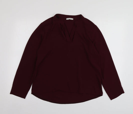 Scarlet Roos Womens Purple  Polyester Basic Blouse Size 4 V-Neck