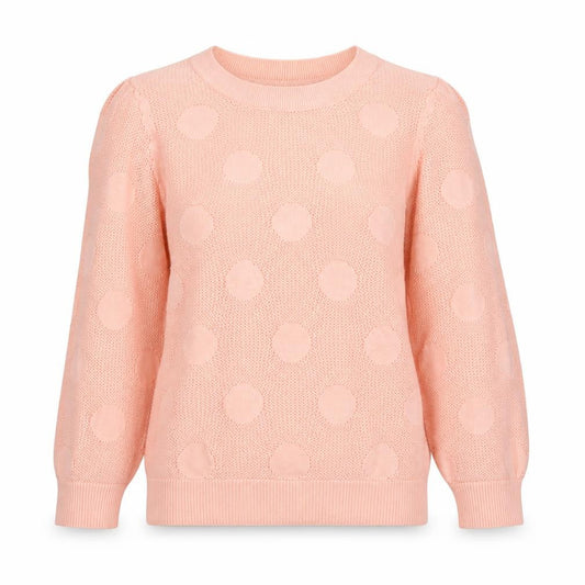 Only Womens Pink Round Neck Geometric Cotton Pullover Jumper Size S