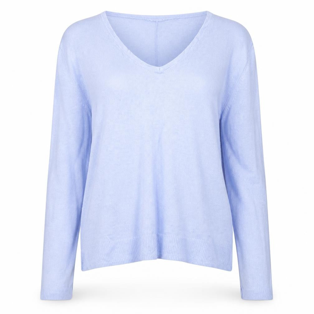 Real Woman Womens Blue V-Neck  Viscose Pullover Jumper Size S
