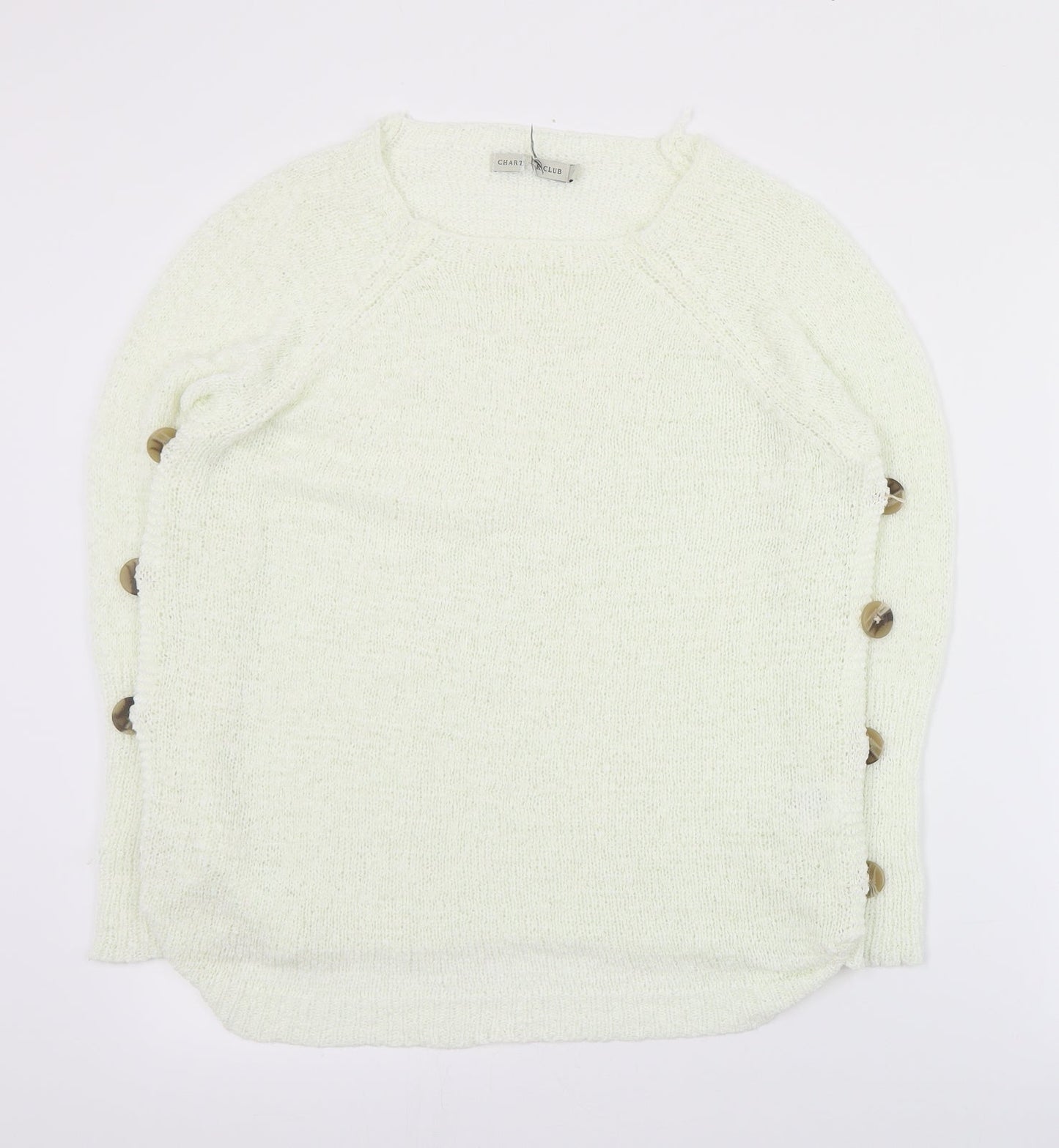 Charter Club Womens Ivory Round Neck  Acrylic Pullover Jumper Size 8