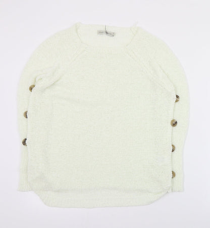 Charter Club Womens Ivory Round Neck  Acrylic Pullover Jumper Size 8