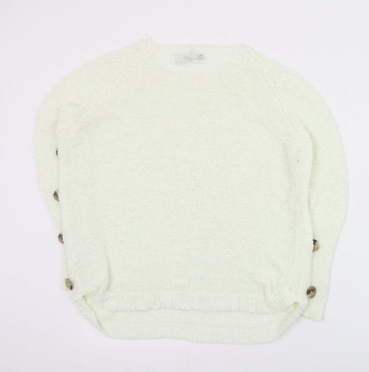 Charter Club Womens Ivory Round Neck  Acrylic Pullover Jumper Size 8