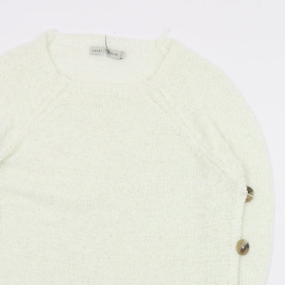 Charter Club Womens Ivory Round Neck  Acrylic Pullover Jumper Size 8