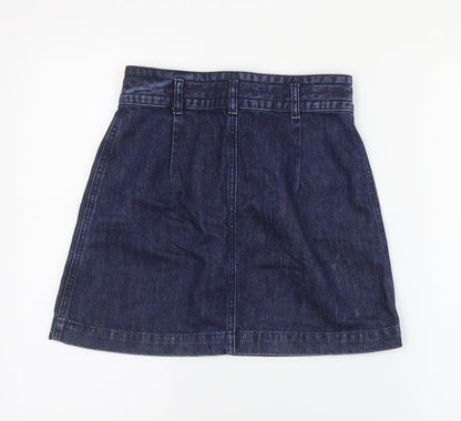 Topshop Womens Blue  Cotton A-Line Skirt Size 26 in   Zip