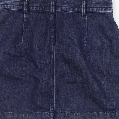 Topshop Womens Blue  Cotton A-Line Skirt Size 26 in   Zip