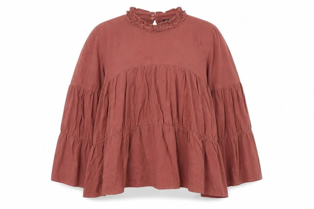 Zara Womens Pink  Viscose Basic Blouse Size M High Neck
