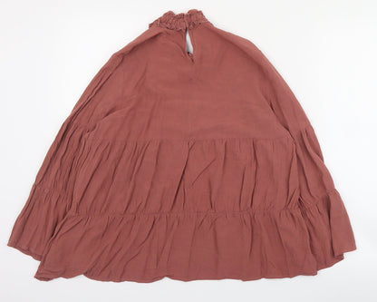 Zara Womens Pink  Viscose Basic Blouse Size M High Neck