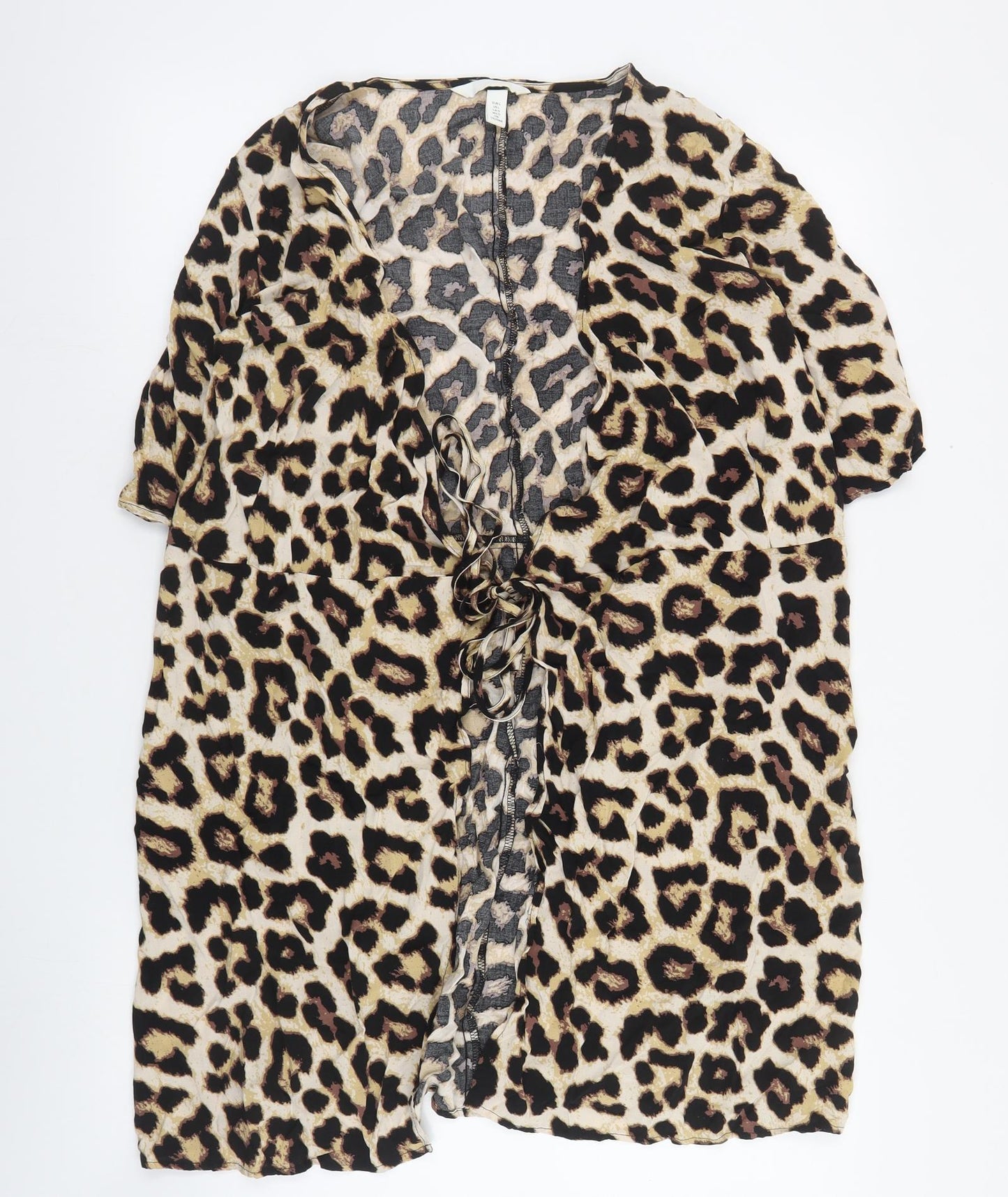 H&M Womens Brown Animal Print  Jacket  Size L  Tie