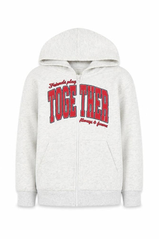 H&M Girls Grey  Cotton Full Zip Hoodie Size 9-10 Years  Zip