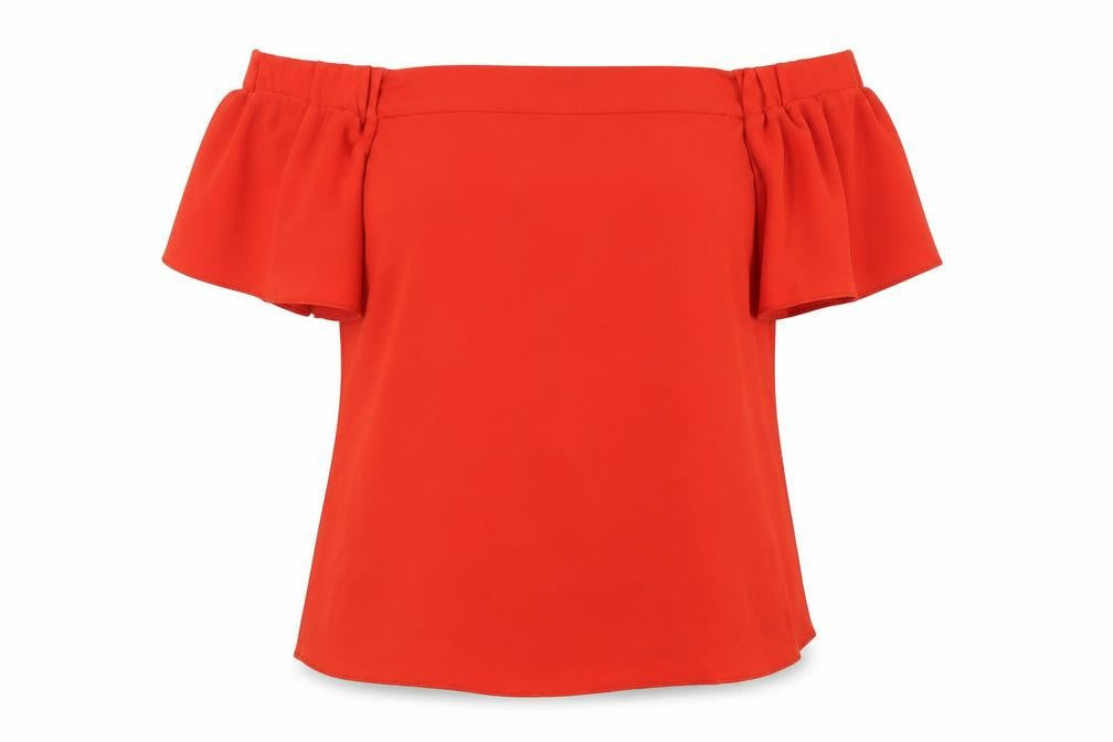 Primark Womens Red  Polyester Basic Blouse Size 8 Off the Shoulder
