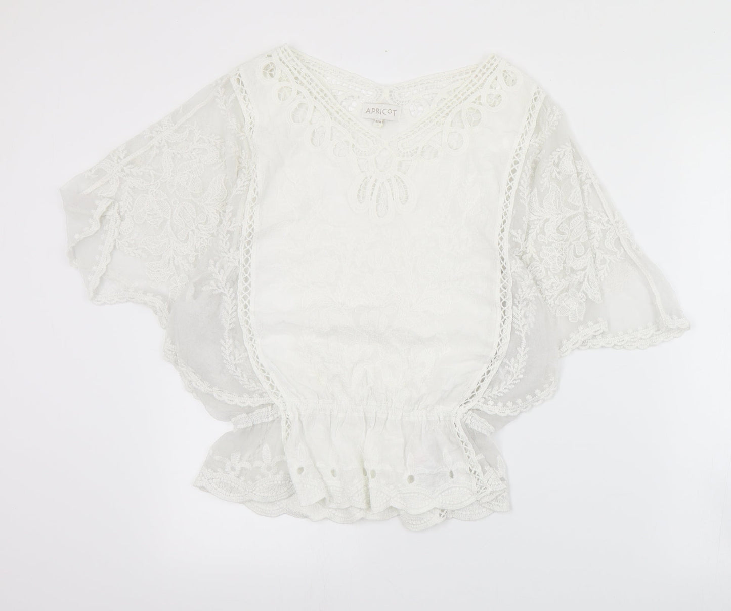 Apricot Womens Ivory  Cotton Basic Blouse Size S V-Neck