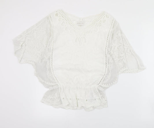 Apricot Womens Ivory  Cotton Basic Blouse Size S V-Neck