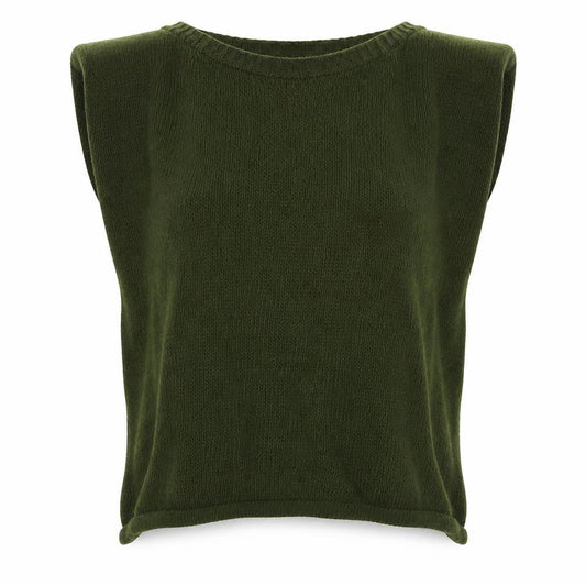 Boohoo Womens Green Boat Neck  Acrylic Pullover Jumper Size S