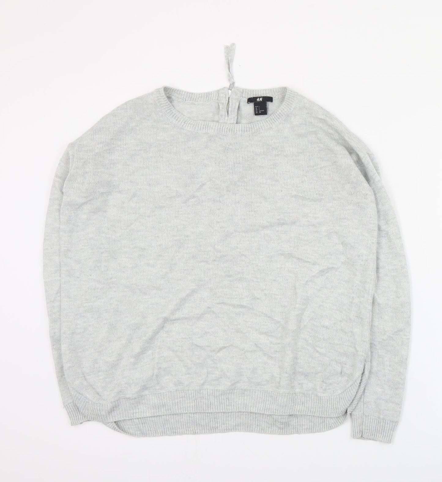 H&M Womens Grey Round Neck  Acrylic Pullover Jumper Size S
