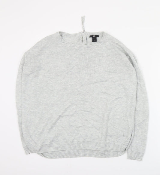 H&M Womens Grey Round Neck  Acrylic Pullover Jumper Size S