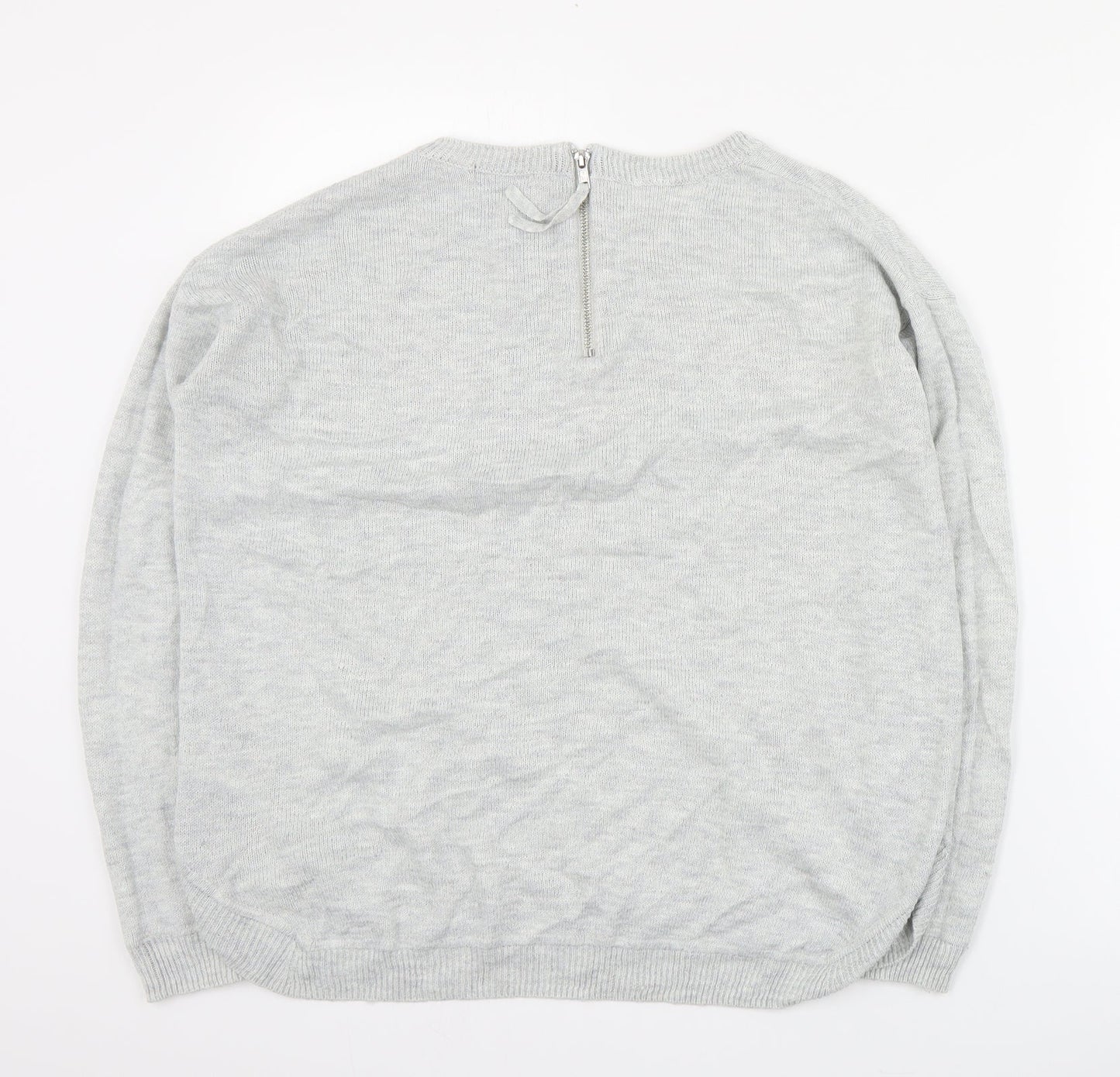 H&M Womens Grey Round Neck  Acrylic Pullover Jumper Size S