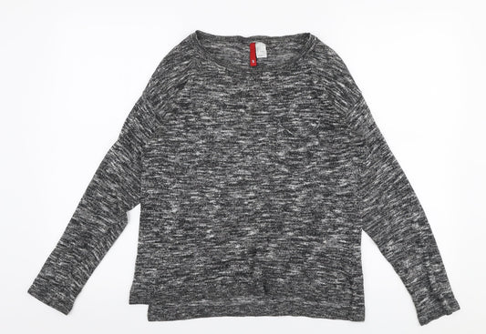 H&M Womens Grey Round Neck  Polyester Pullover Jumper Size S