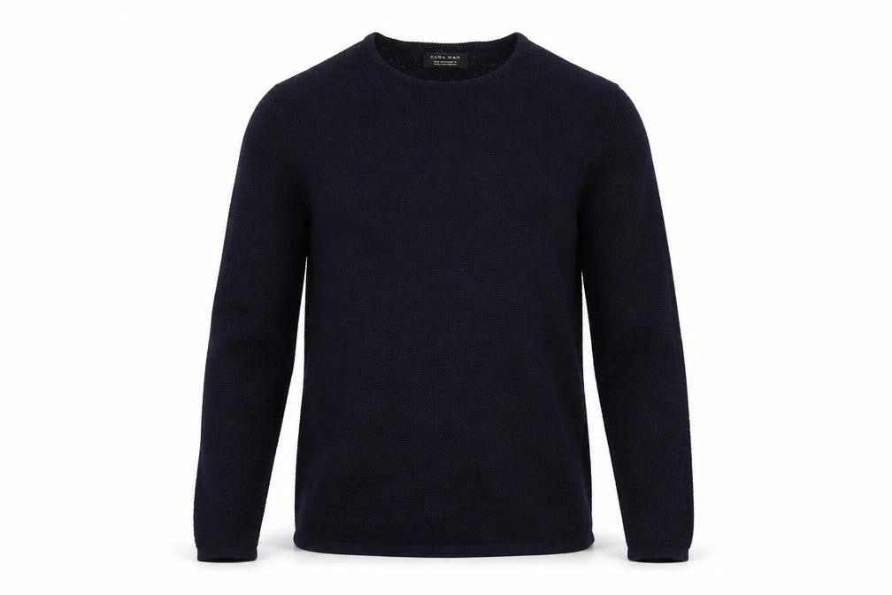 Zara Mens Blue Round Neck  Cotton Pullover Jumper Size S