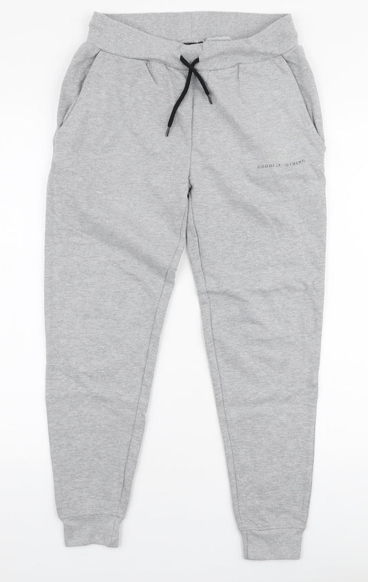 Good For Nothing Womens Grey  Cotton Jogger Trousers Size S L25 in Slim Drawstring