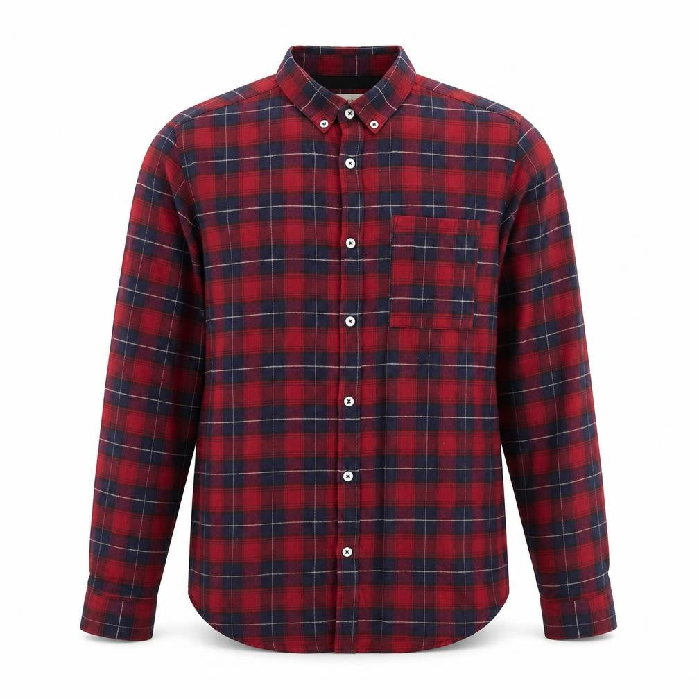 River Island Mens Multicoloured Plaid Cotton  Button-Up Size S Collared Button