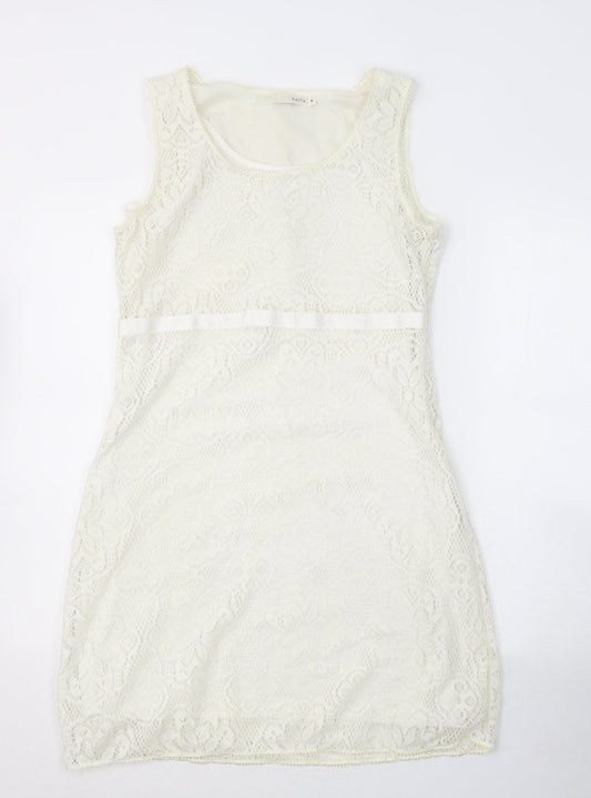 Kaffe Womens Ivory  Polyester A-Line  Size M  Round Neck Zip