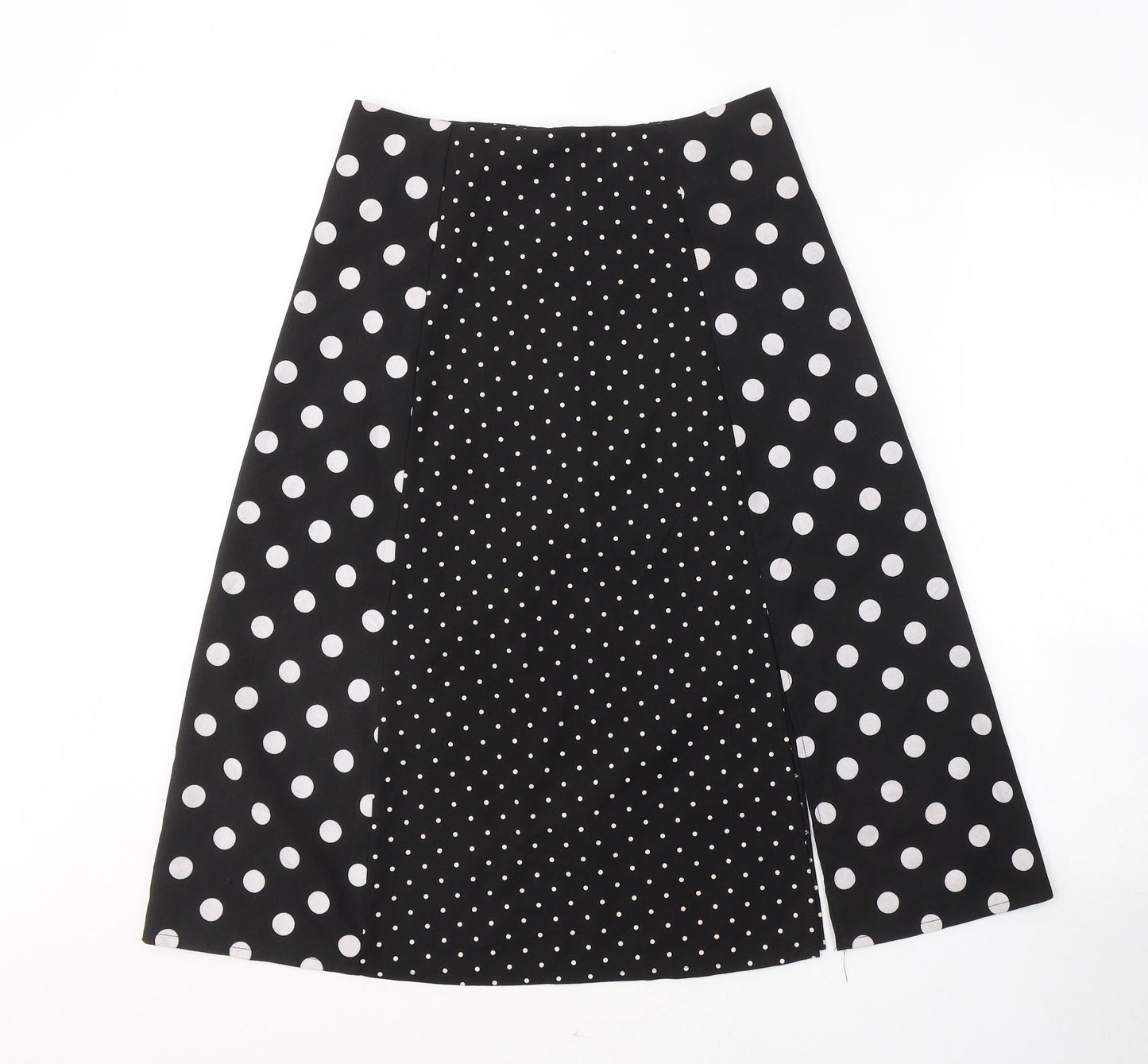 Preworn Womens Black Polka Dot Polyester A-Line Skirt Size 28   Zip