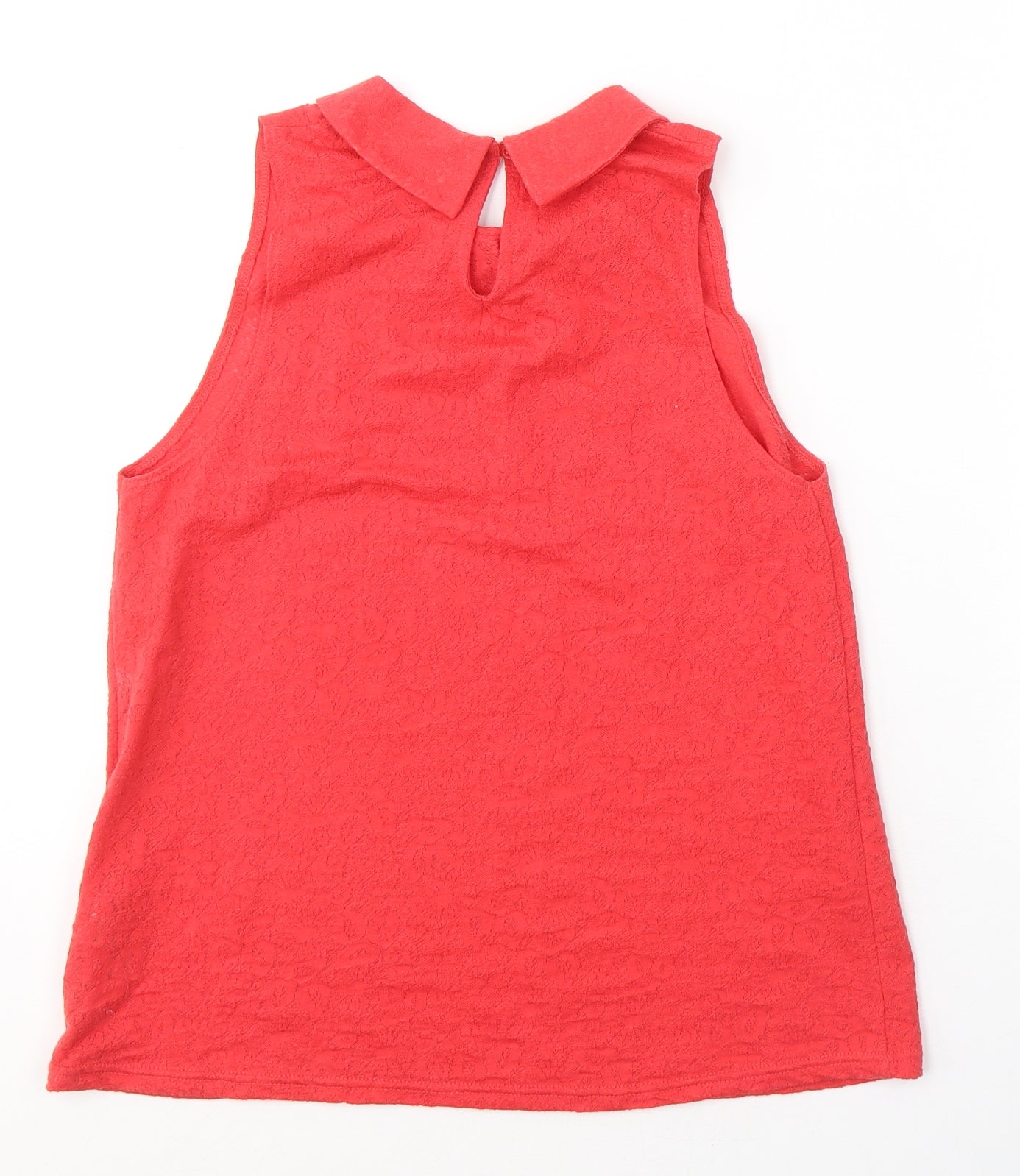 Topshop Womens Red Geometric Cotton Jersey Tank Size 10 Round Neck