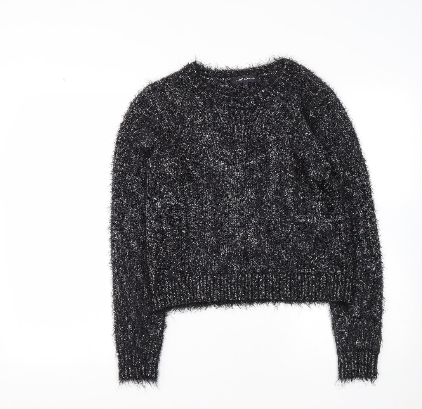Marks and Spencer Womens Black Round Neck  Polyamide Pullover Jumper Size 10