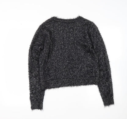 Marks & Spencer Womens Black Round Neck  Polyamide Pullover Jumper Size 10