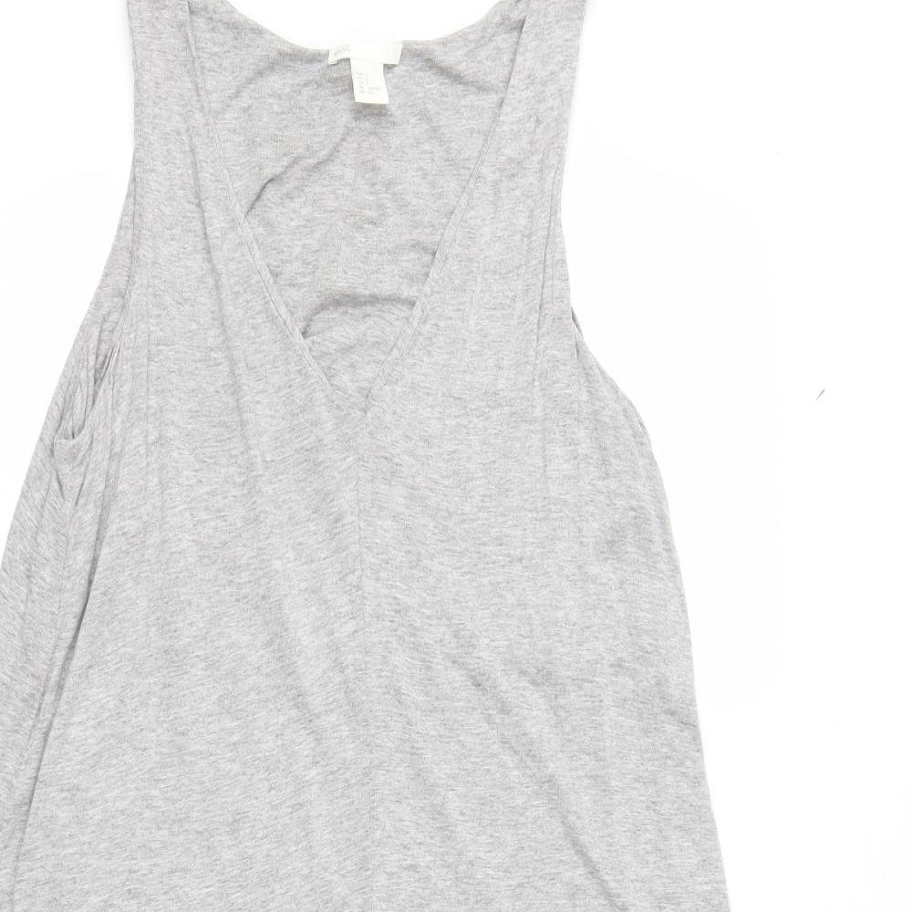 H&M Womens Grey  Viscose Basic Tank Size S V-Neck