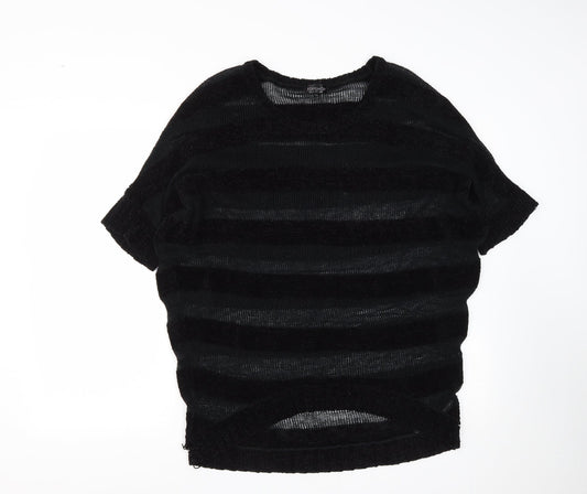 Topshop Womens Black Round Neck  Cotton Pullover Jumper Size 8