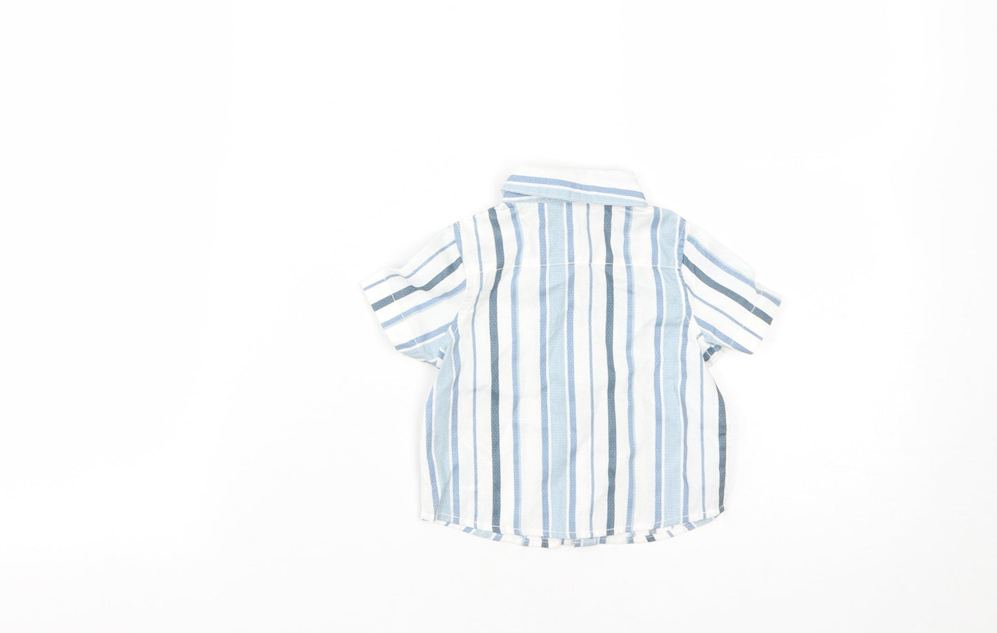 Primark Boys Blue Striped Cotton Basic Button-Up Size 3-6 Months Collared Button