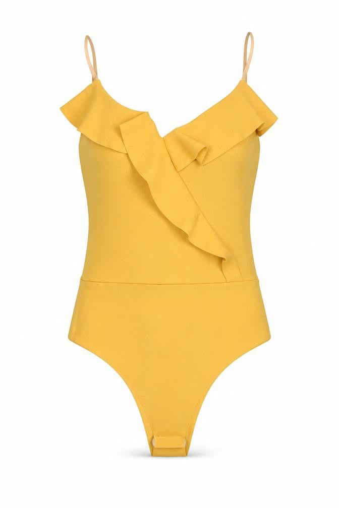 Quiz Womens Yellow  Polyester Bodysuit One-Piece Size 8  Snap