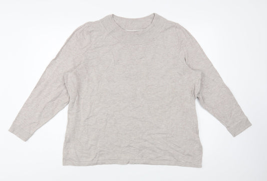 Bonmarché Womens Beige Round Neck  Viscose Pullover Jumper Size L