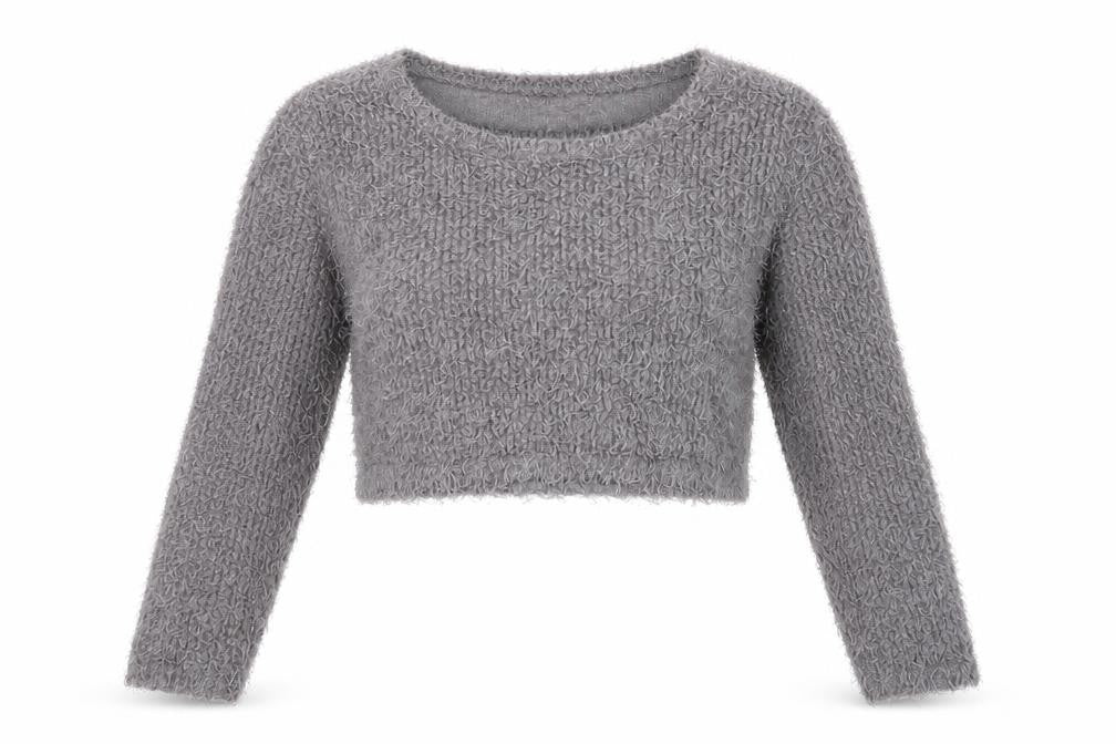 Brave Soul Womens Grey Boat Neck  Polyester Pullover Jumper Size S   - Cropped