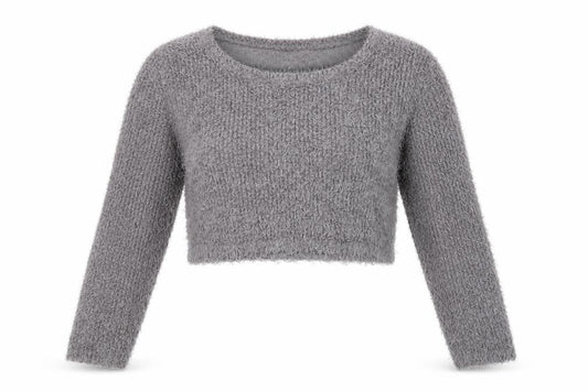 Brave Soul Womens Grey Boat Neck  Polyester Pullover Jumper Size S   - Cropped