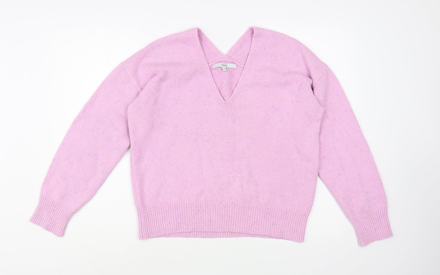 NEXT Womens Pink V-Neck  Cotton Pullover Jumper Size M