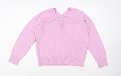 Preloved NEXT Womens Pink V-Neck  Cotton Pullover Jumper Size M - Front