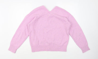 Preloved NEXT Womens Pink V-Neck  Cotton Pullover Jumper Size M - Back