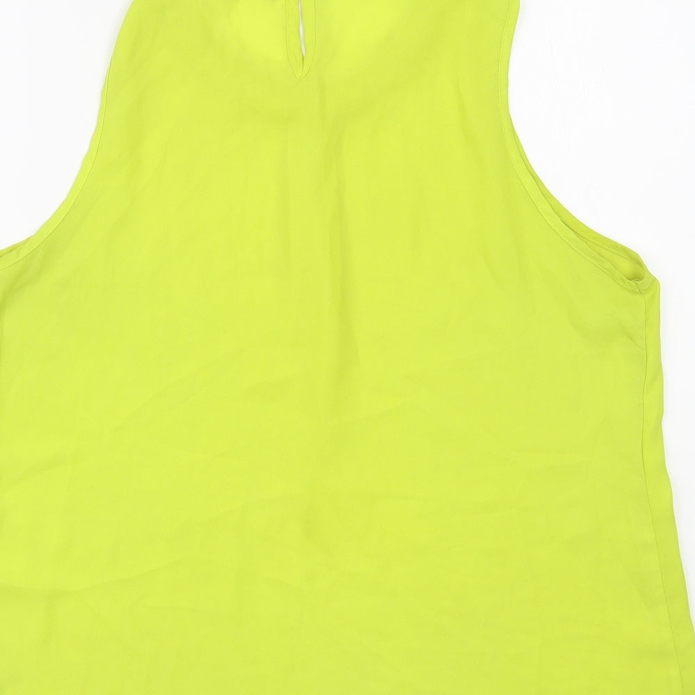 Exhibit Womens Green  Polyester Basic Blouse Size 14 Scoop Neck - Embelished Neckline