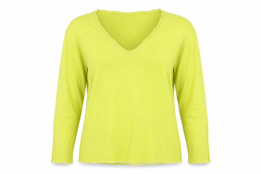 No 2moro Womens Green V-Neck  Cotton Pullover Jumper Size M