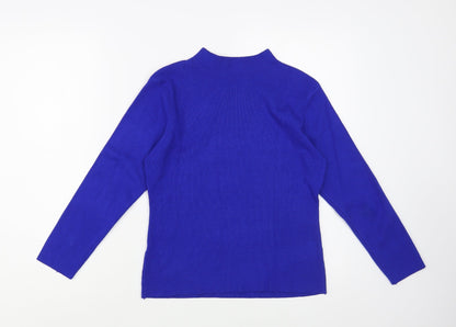 Preloved Zeva Womens Blue Mock Neck  Viscose Pullover Jumper Size S   - Vogue - Back