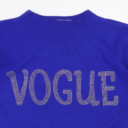 Preloved Zeva Womens Blue Mock Neck  Viscose Pullover Jumper Size S   - Vogue - Detail
