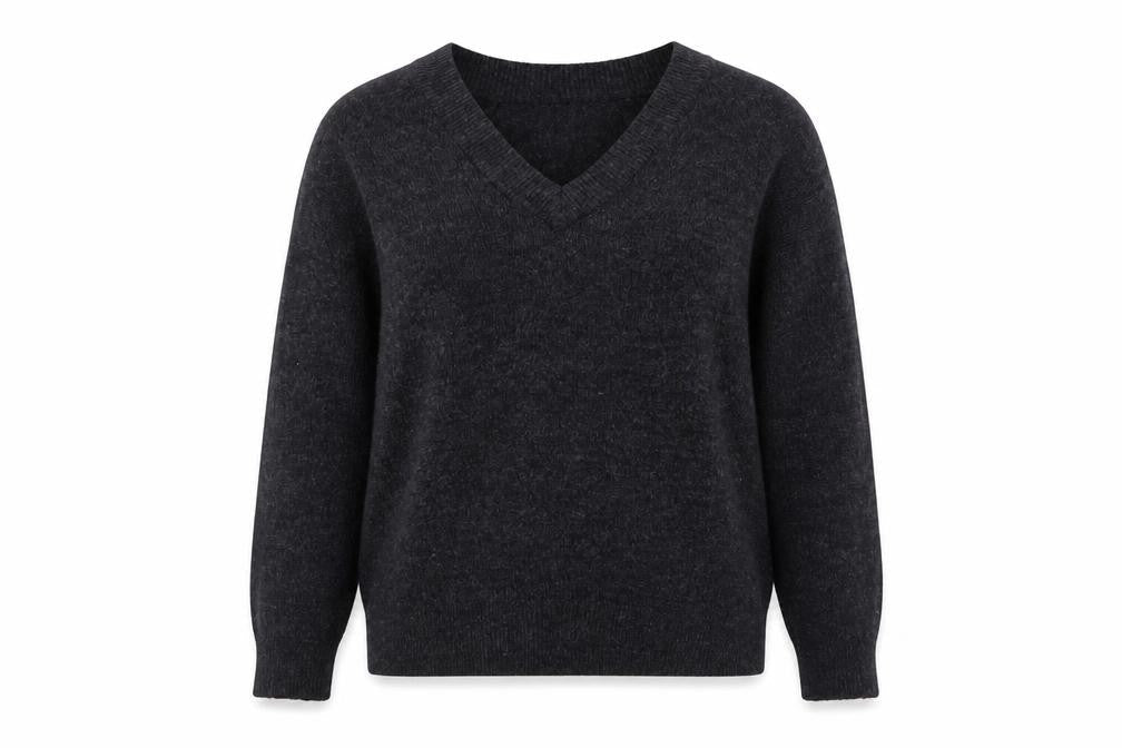 H&M Womens Grey V-Neck  Acrylic Pullover Jumper Size S