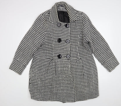 Samya Womens Black Check  Pea Coat Coat Size 16  Button