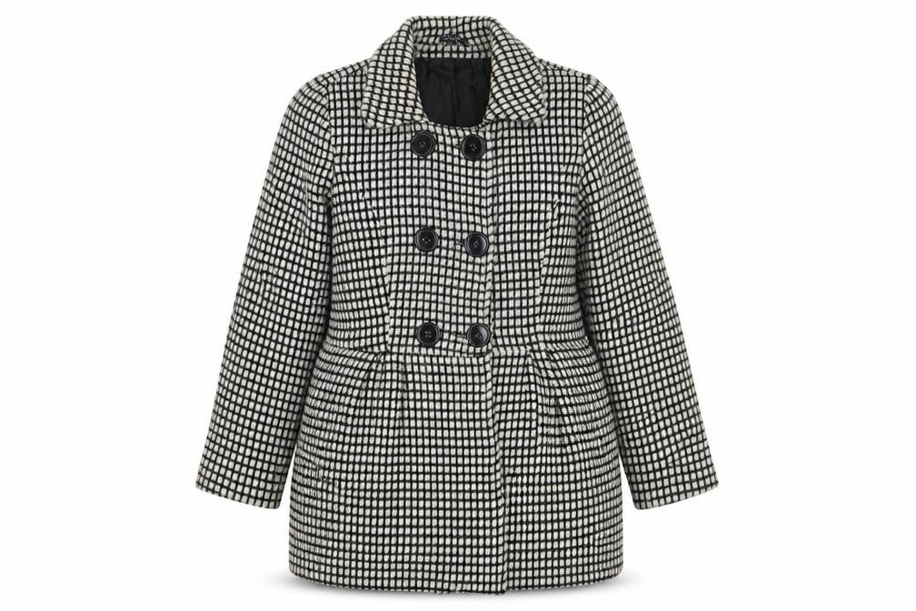 Samya Womens Black Check  Pea Coat Coat Size 16  Button