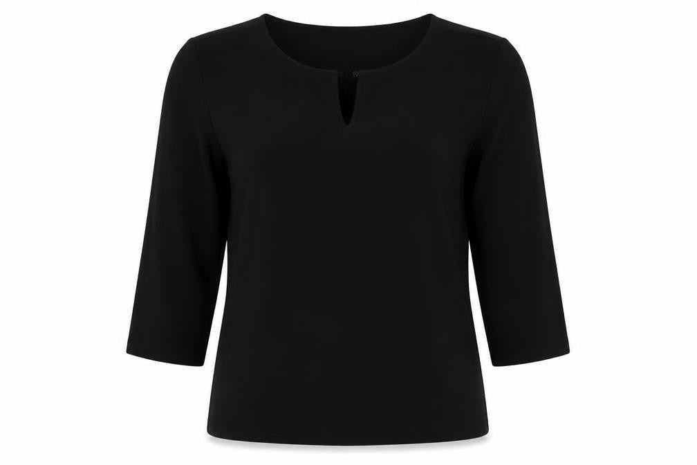 Fransa Womens Black  Polyester Basic Blouse Size M Boat Neck
