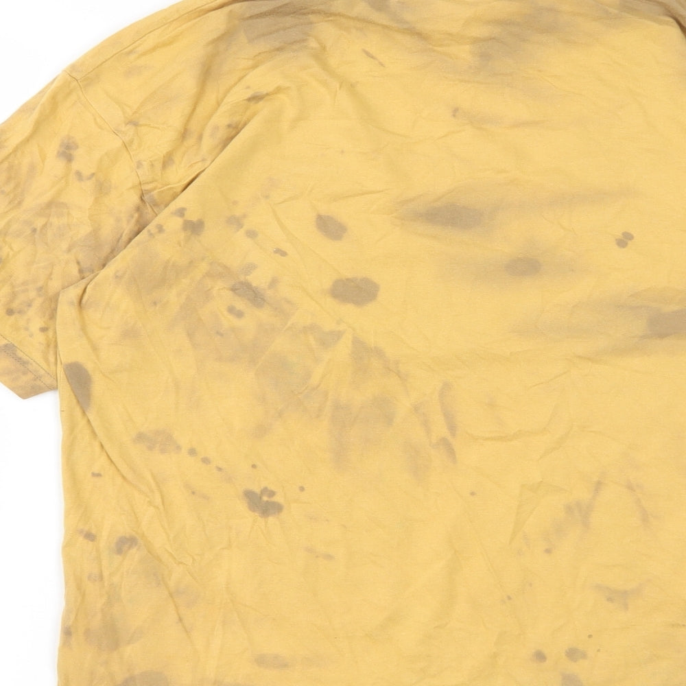 Cedar Wood State Mens Brown  Cotton  T-Shirt Size S Round Neck  - Tie Dye Pattern