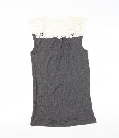 Boux Avenue Womens Grey  Viscose Basic Tank Size 8 Round Neck