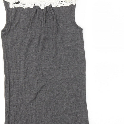 Boux Avenue Womens Grey  Viscose Basic Tank Size 8 Round Neck